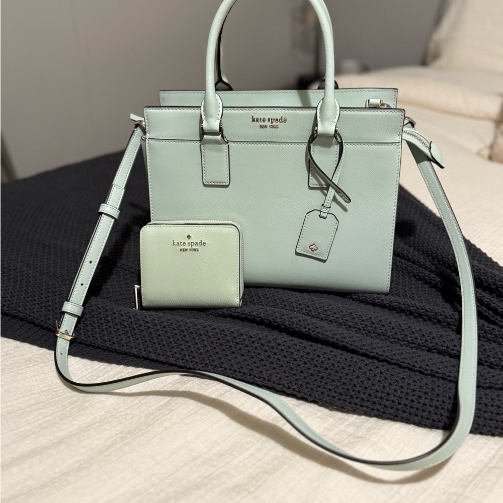 Kate Spade Mint Green Leather Tote Bag/Satchel